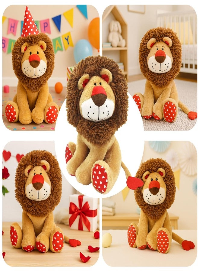 WEIGEDU Love Lion Stuffed Animal, King Lion Plush Toy with Mane Heart Shape Tail for Boy Girls Kids Baby Couple Lover Birthday Bedtime Gift, 13.8“ - Image 5